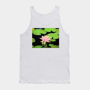 Blue Dragonfly On Pink Flower Tank Top